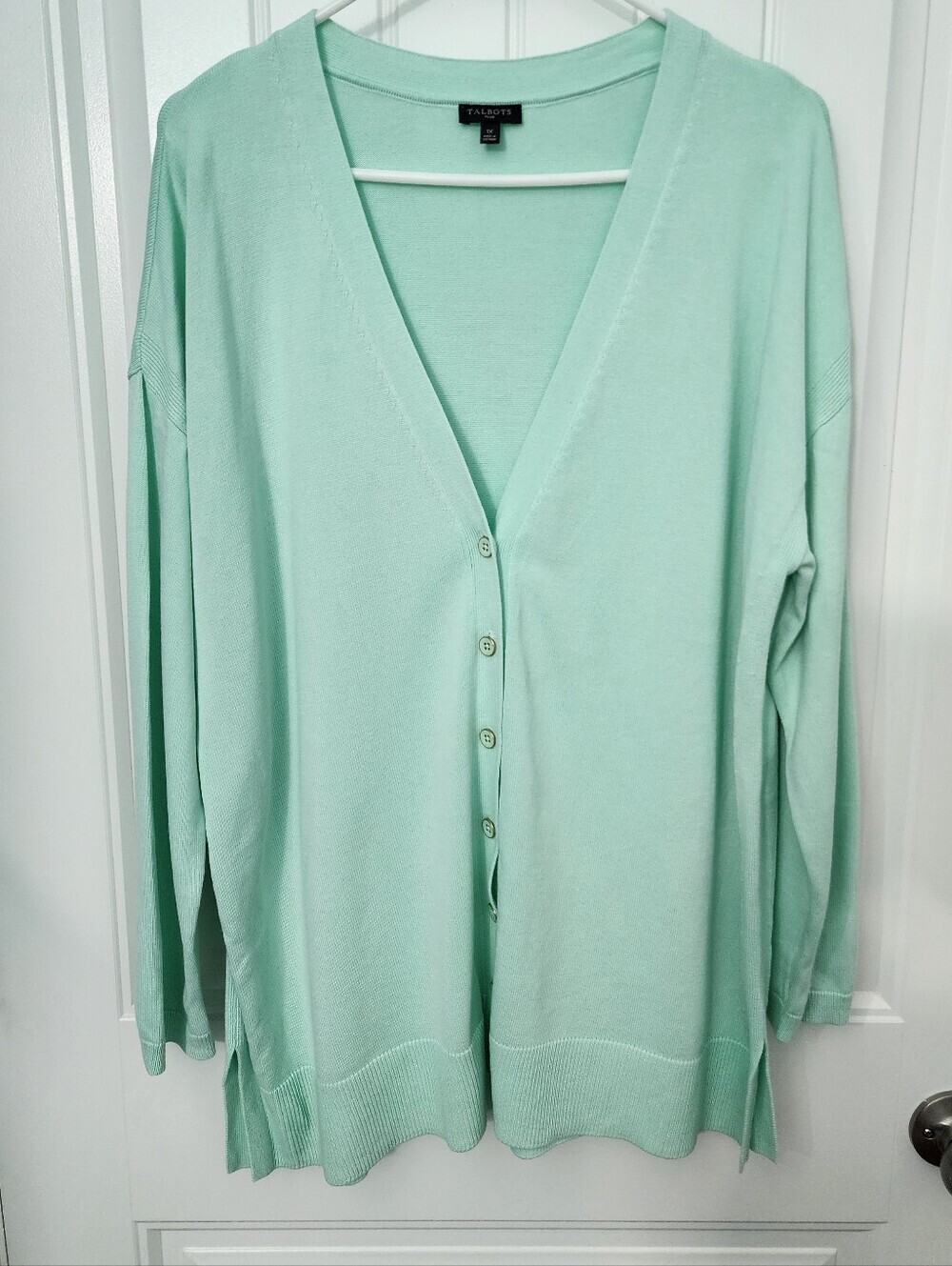 Talbots Girlfriend Cardigan in Iced Mint, Size 1X